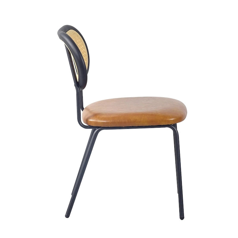 Chaise de salle à manger moderne en similicuir PU avec structure métallique et dossier en PP