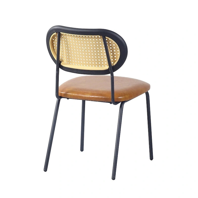 Chaise de salle à manger moderne en similicuir PU avec structure métallique et dossier en PP