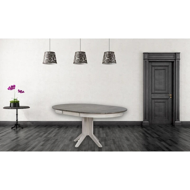 Round Extendable Dining Table with Gear-Driven Leaf, Ash