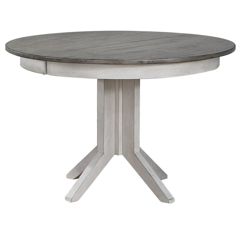 Round Extendable Dining Table with Gear-Driven Leaf, Ash