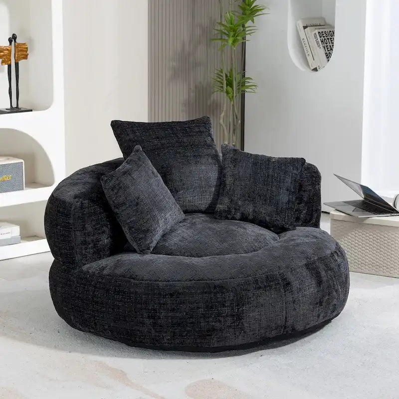Chenille Upholstered High Back Bean Bag Lounger Chair