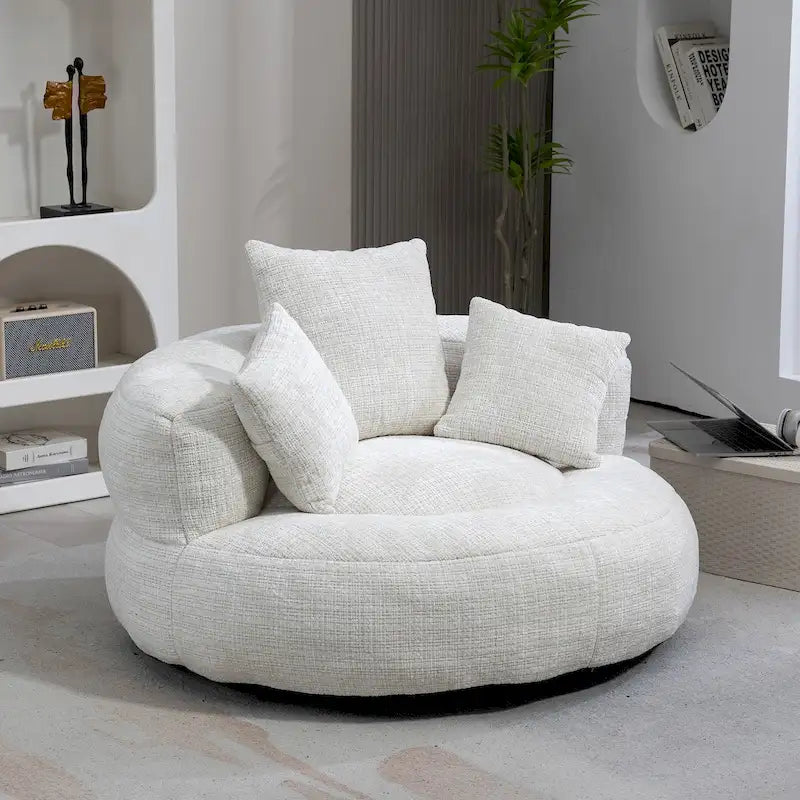 Chenille Upholstered High Back Bean Bag Lounger Chair