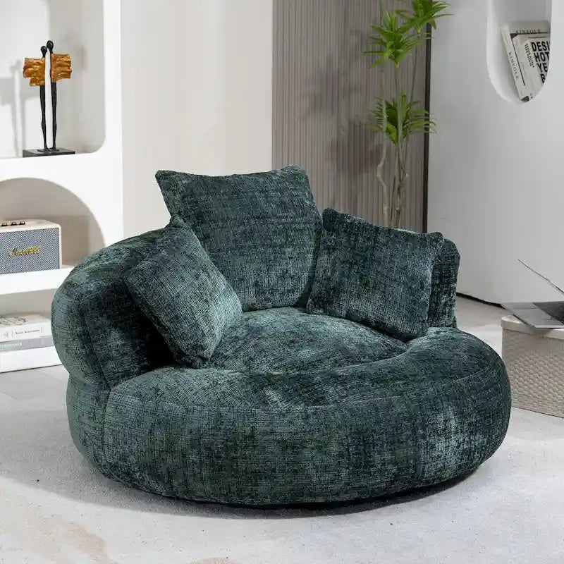 Chenille Upholstered High Back Bean Bag Lounger Chair