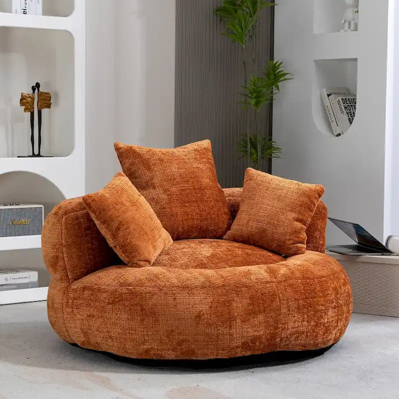 Chenille Upholstered High Back Bean Bag Lounger Chair