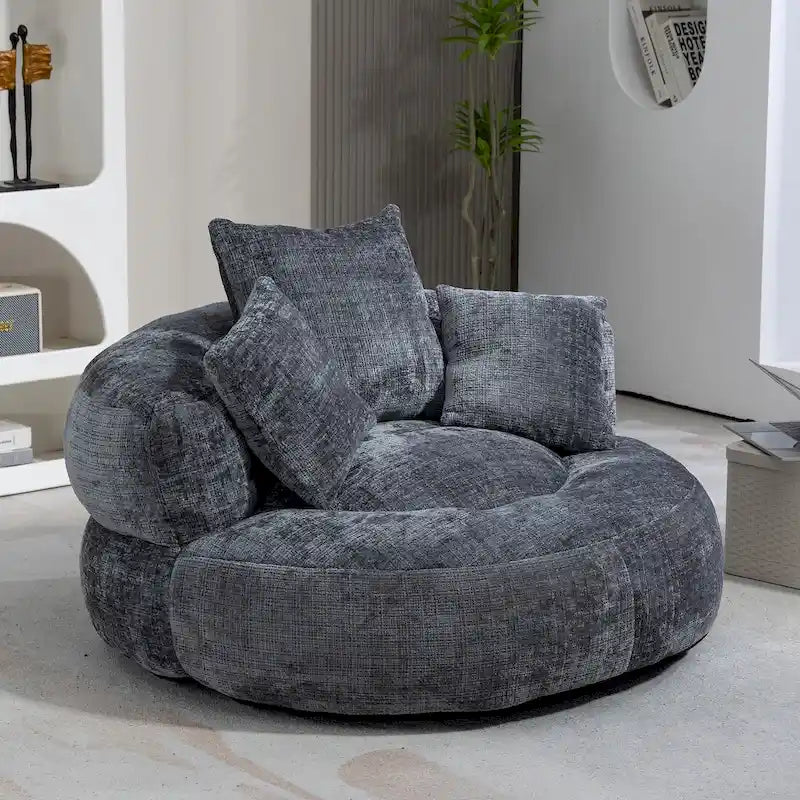Chenille Upholstered High Back Bean Bag Lounger Chair