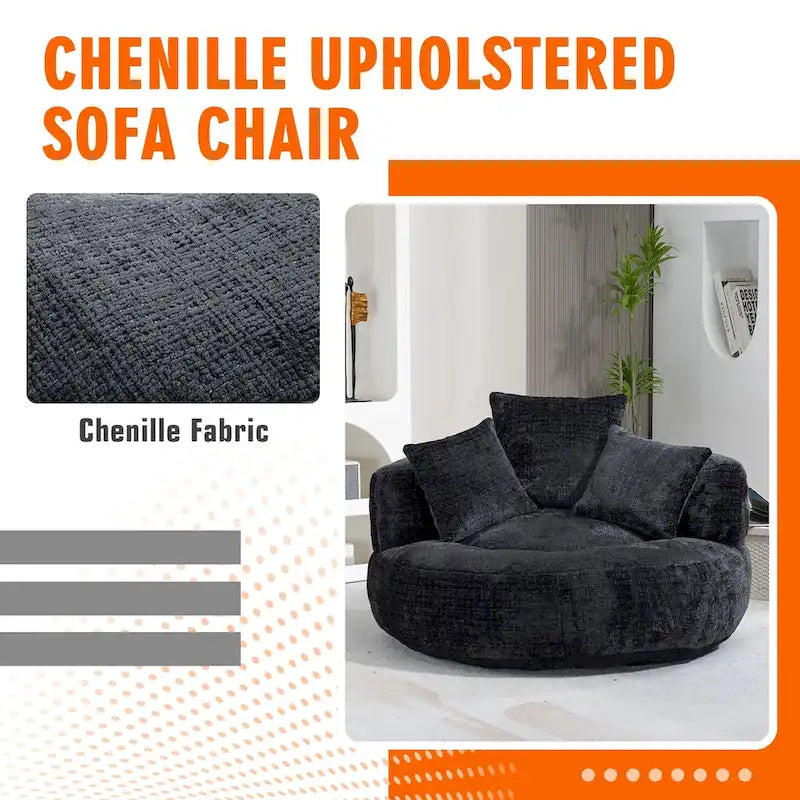 Chenille-Sessel mit hoher Rückenlehne und Sitzsackfüllung