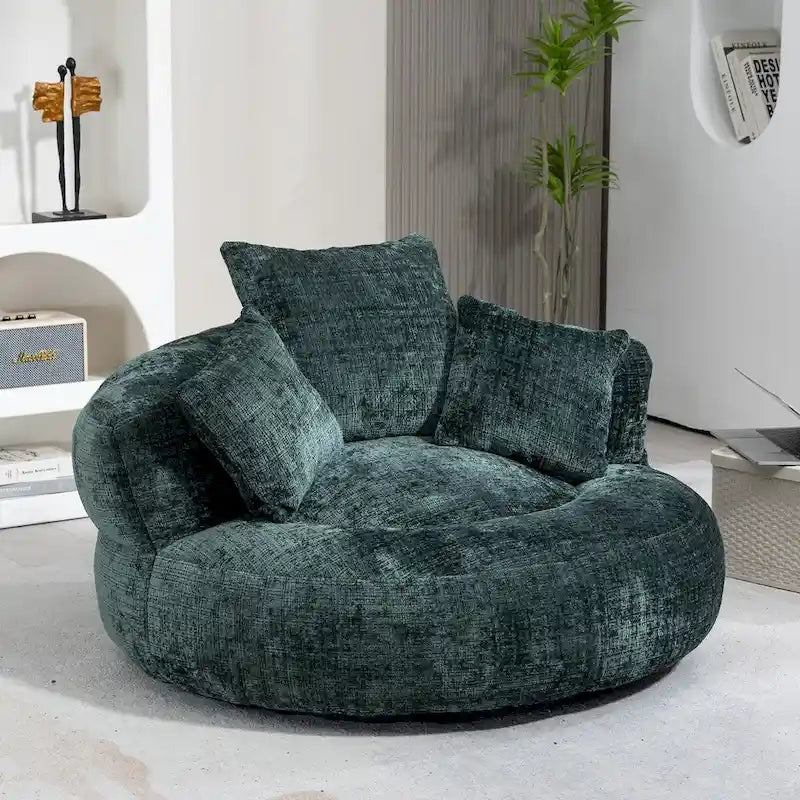 Chenille-Sessel mit hoher Rückenlehne und Sitzsackfüllung
