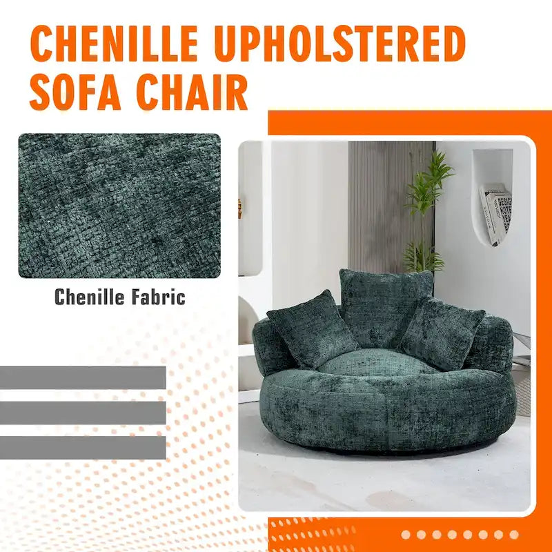 Chenille-Sessel mit hoher Rückenlehne und Sitzsackfüllung