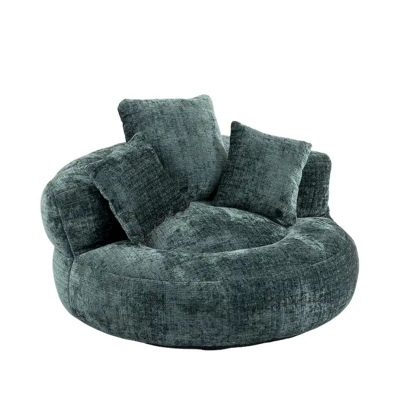 Chenille-Sessel mit hoher Rückenlehne und Sitzsackfüllung