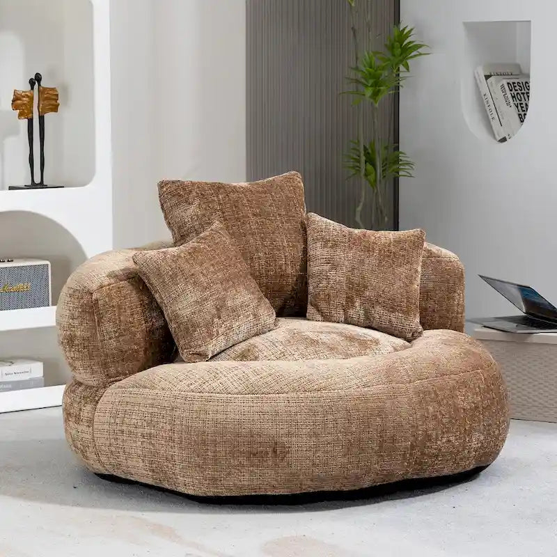 Chenille-Sessel mit hoher Rückenlehne und Sitzsackfüllung