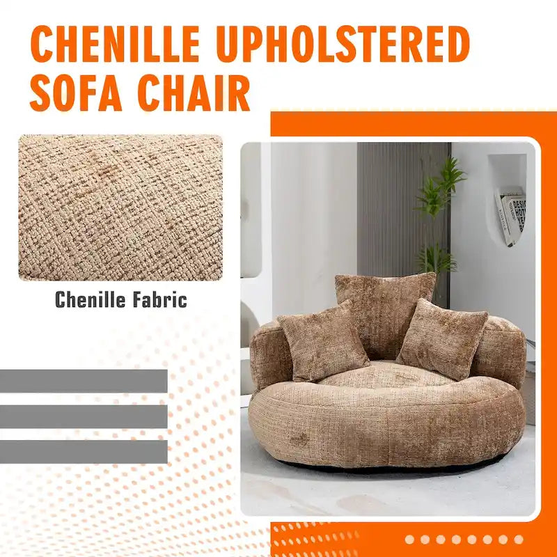 Chenille-Sessel mit hoher Rückenlehne und Sitzsackfüllung