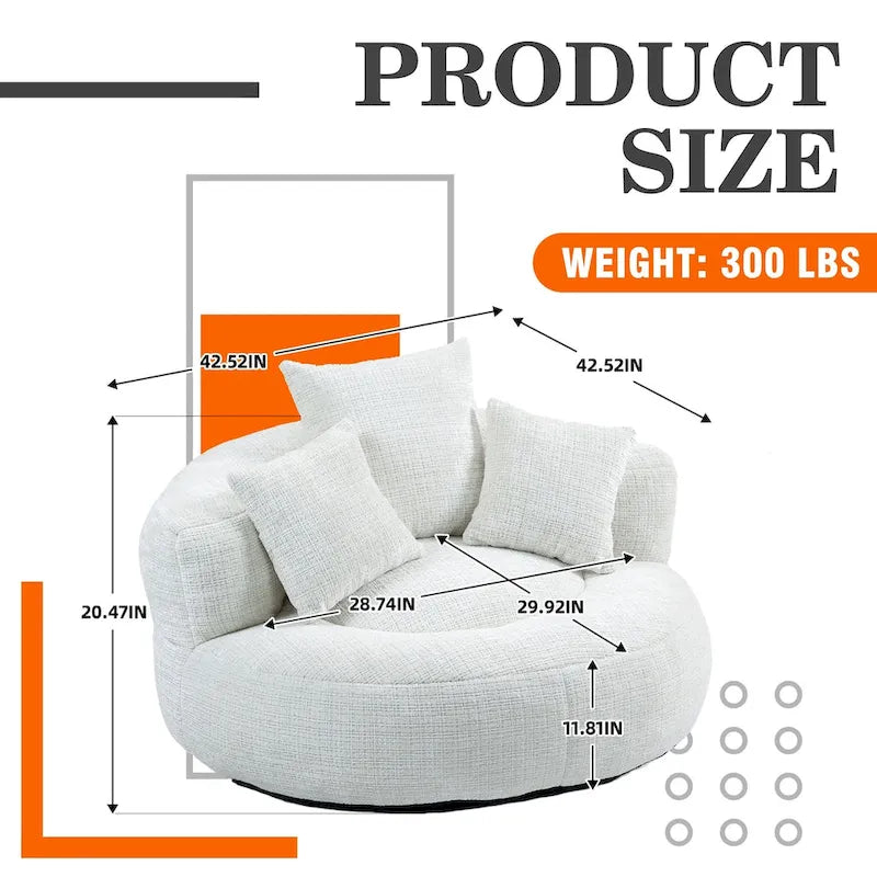 Chenille Upholstered High Back Bean Bag Lounger Chair