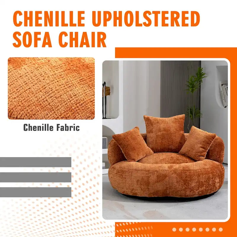 Chenille-Sessel mit hoher Rückenlehne und Sitzsackfüllung
