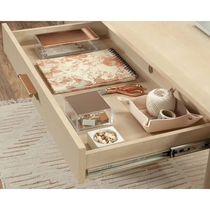 66" Executive Desk with File Drawer and Keyboard Shelf, Natural Maple