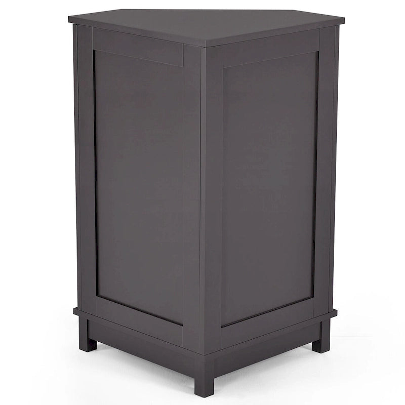 Meuble de rangement de salle de bains triangulaire d'angle avec 2 tablettes intérieures