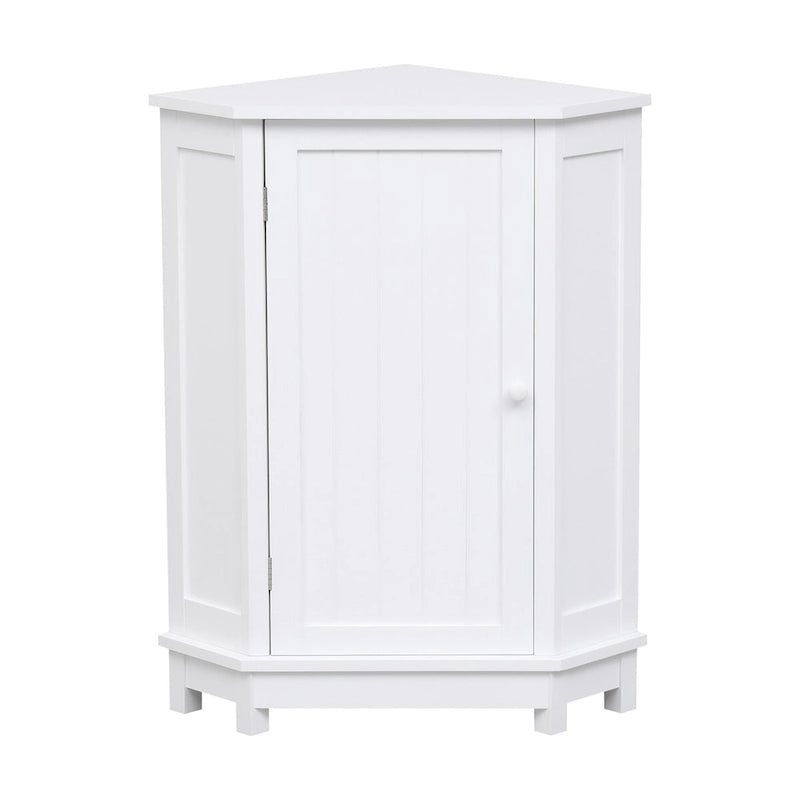 Meuble de rangement de salle de bains triangulaire d'angle avec 2 tablettes intérieures