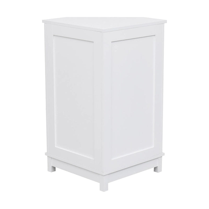 Meuble de rangement de salle de bains triangulaire d'angle avec 2 tablettes intérieures