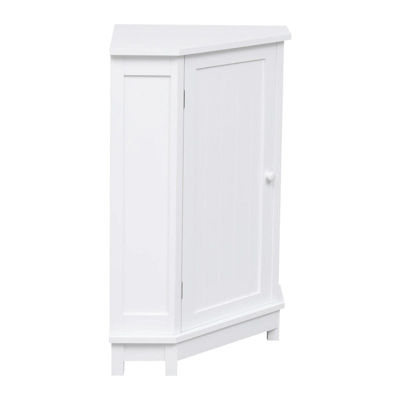 Meuble de rangement de salle de bains triangulaire d'angle avec 2 tablettes intérieures