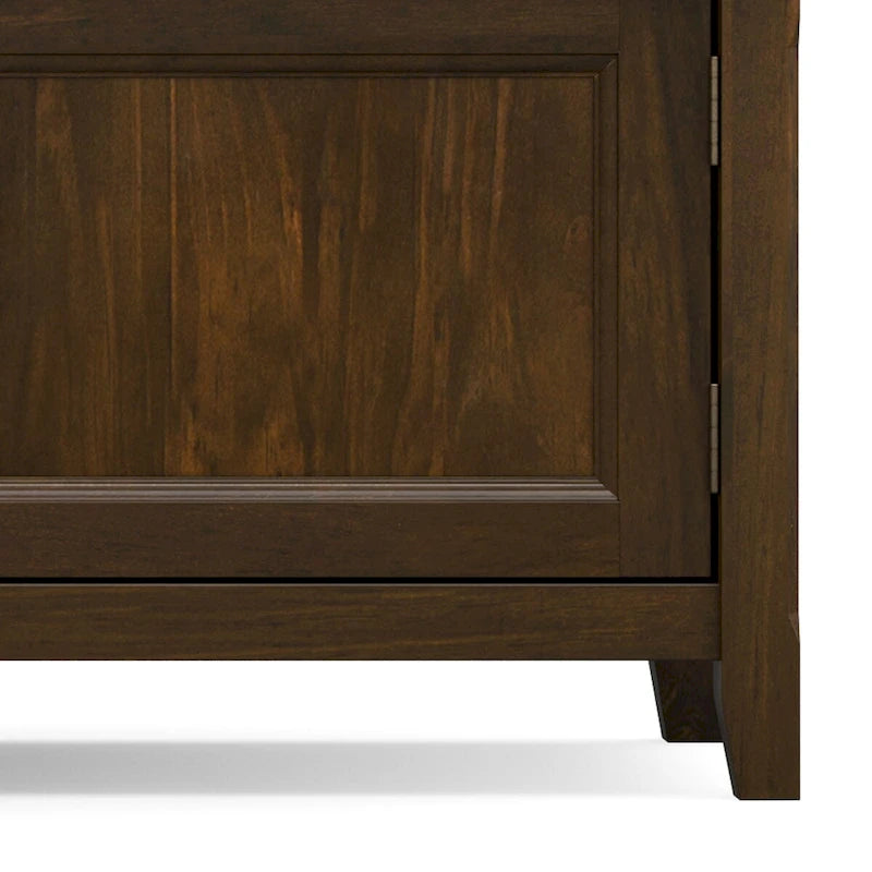Solid Wood 72" Wide Transitional TV Media Stand, Mahogany Brown