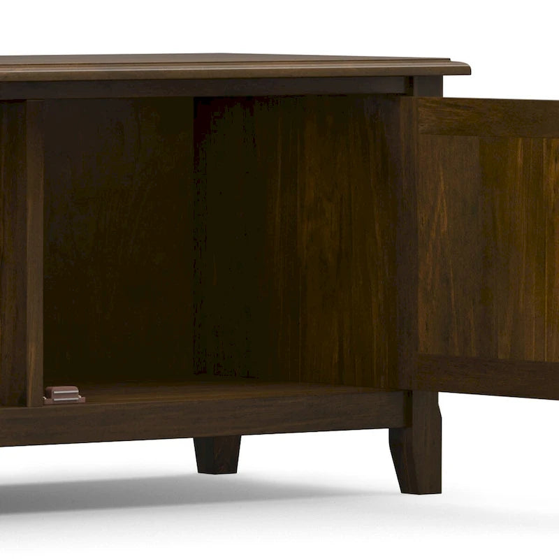 Solid Wood 72" Wide Transitional TV Media Stand, Mahogany Brown