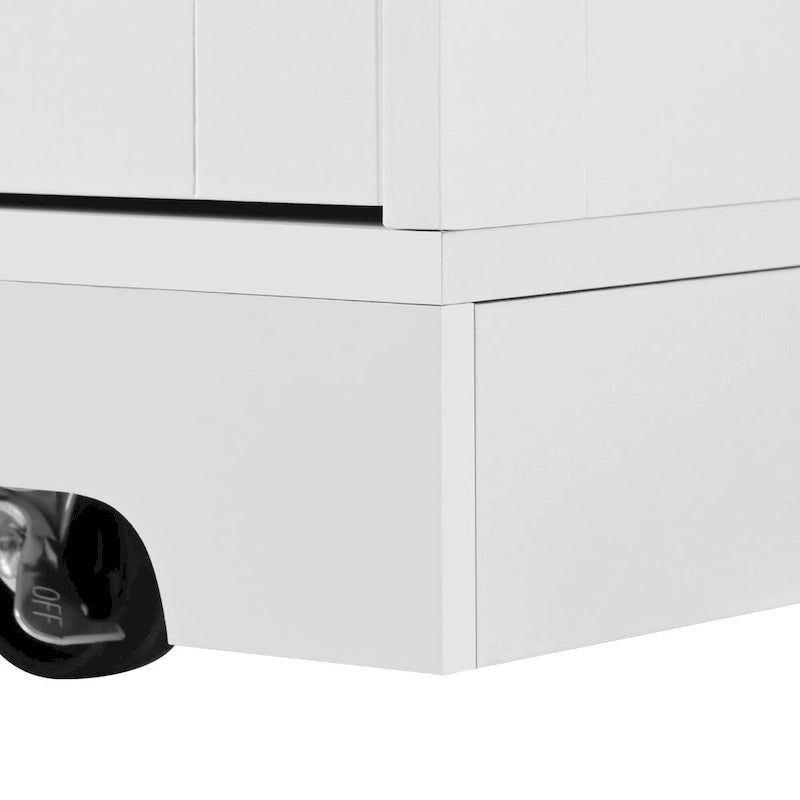 55.7" rollbare Kücheninsel mit 2 ausklappbaren Platten, Steckdose und 3 Schubladen