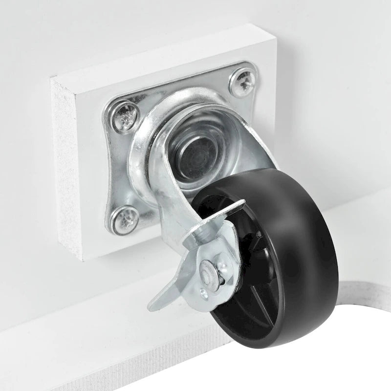 55.7" rollbare Kücheninsel mit 2 ausklappbaren Platten, Steckdose und 3 Schubladen