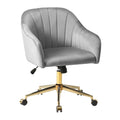 Velvet Tufted Swivel Vanity Chair, Adjustable Height, Gold Base