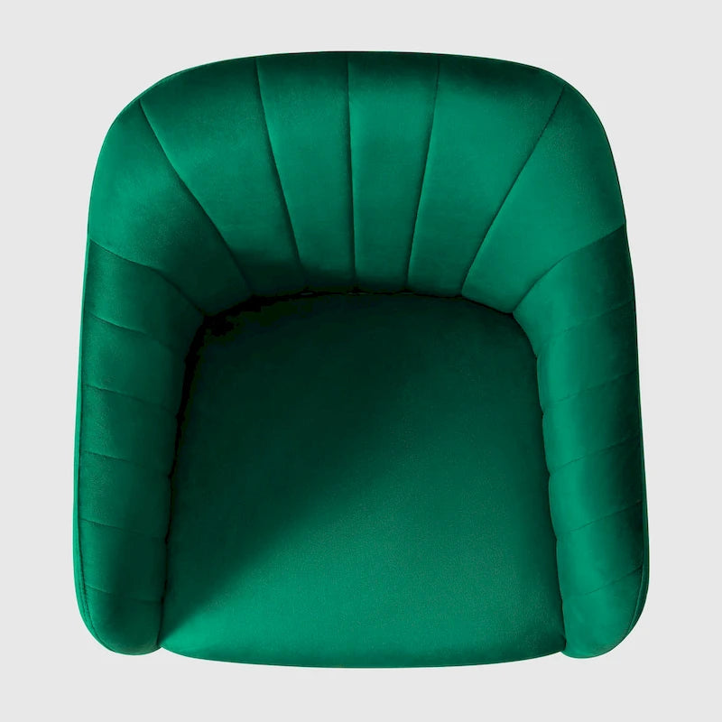 Velvet Tufted Swivel Vanity Chair, Adjustable Height, Gold Base