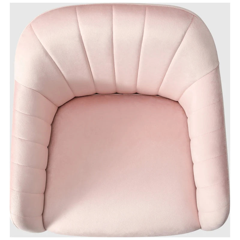 Velvet Tufted Swivel Vanity Chair, Adjustable Height, Gold Base